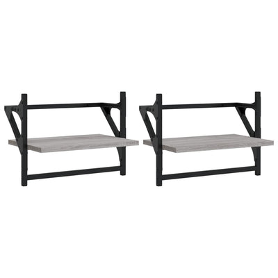 Seinähyllyt tangoilla 2 kpl harmaa Sonoma 40x25x30 cm