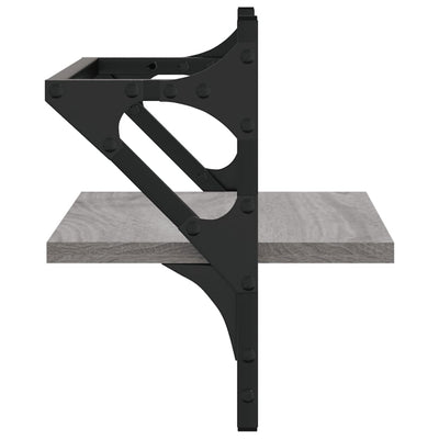 Seinähyllyt tangoilla 2 kpl harmaa Sonoma 40x25x30 cm