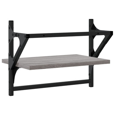 Seinähyllyt tangoilla 2 kpl harmaa Sonoma 40x25x30 cm