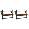 Seinähyllyt tangoilla 2 kpl ruskea tammi 40x25x30 cm