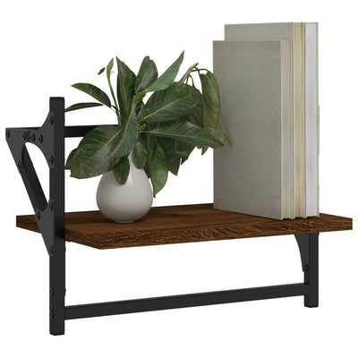 Seinähyllyt tangoilla 2 kpl ruskea tammi 40x25x30 cm
