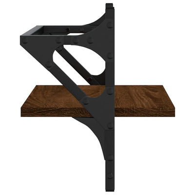 Seinähyllyt tangoilla 2 kpl ruskea tammi 40x25x30 cm