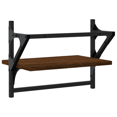 Seinähyllyt tangoilla 2 kpl ruskea tammi 40x25x30 cm