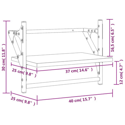 Seinähyllyt tangoilla 2 kpl ruskea tammi 40x25x30 cm