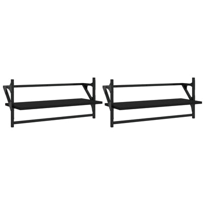 Seinähyllyt tangoilla 2 kpl musta 65x25x30 cm
