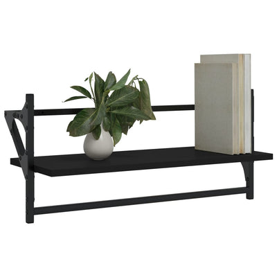 Seinähyllyt tangoilla 2 kpl musta 65x25x30 cm