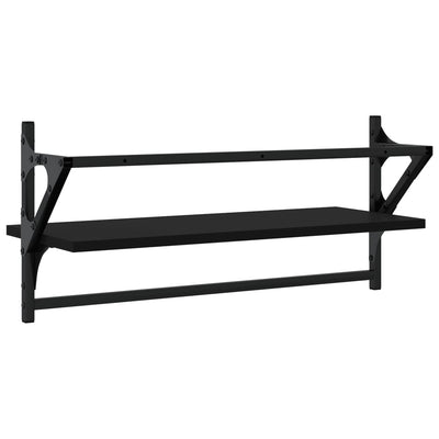 Seinähyllyt tangoilla 2 kpl musta 65x25x30 cm