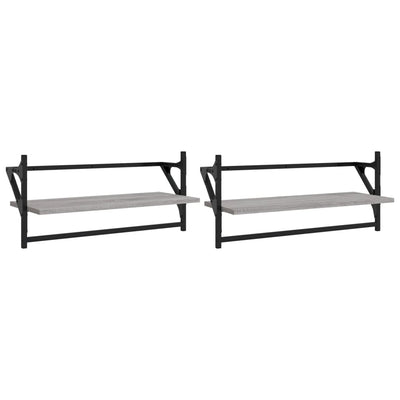 Seinähyllyt tangoilla 2 kpl harmaa Sonoma 65x25x30 cm