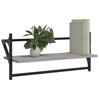 Seinähyllyt tangoilla 2 kpl harmaa Sonoma 65x25x30 cm