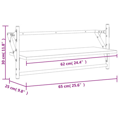 Seinähyllyt tangoilla 2 kpl harmaa Sonoma 65x25x30 cm