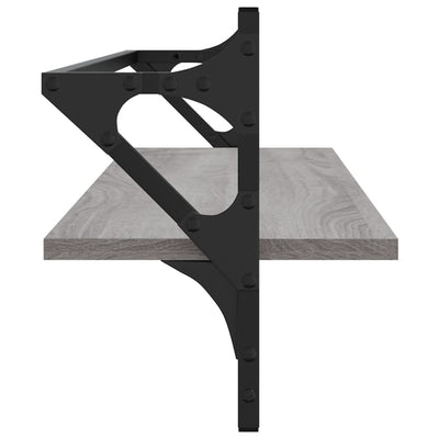 Seinähyllyt tangoilla 2 kpl harmaa Sonoma 100x25x30 cm