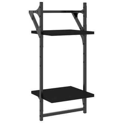 Seinähyllyt tangoilla 2 tasoa 2 kpl musta 30x25x65 cm