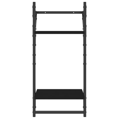 Seinähyllyt tangoilla 2 tasoa 2 kpl musta 30x25x65 cm