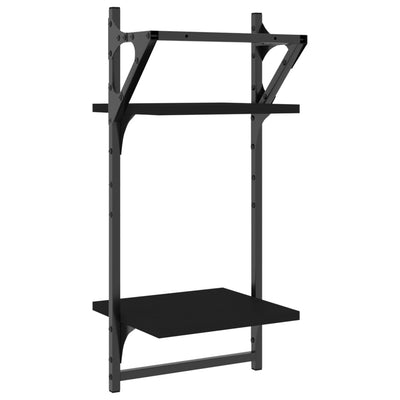 Seinähyllyt tangoilla 2 tasoa 2 kpl musta 30x25x65 cm