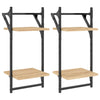 Seinähyllyt tangoilla 2 tasoa 2 kpl Sonoma-tammi 30x25x65 cm