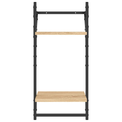 Seinähyllyt tangoilla 2 tasoa 2 kpl Sonoma-tammi 30x25x65 cm