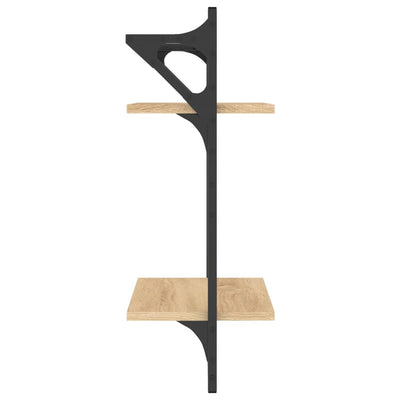 Seinähyllyt tangoilla 2 tasoa 2 kpl Sonoma-tammi 30x25x65 cm