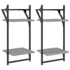 Seinähyllyt tangoilla 2 tasoa 2 kpl harmaa Sonoma 30x25x65 cm