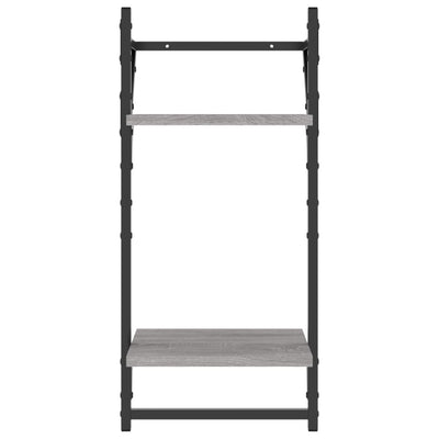 Seinähyllyt tangoilla 2 tasoa 2 kpl harmaa Sonoma 30x25x65 cm