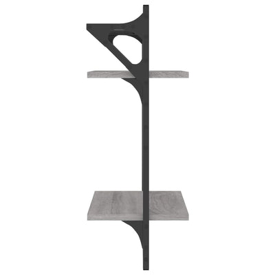 Seinähyllyt tangoilla 2 tasoa 2 kpl harmaa Sonoma 30x25x65 cm