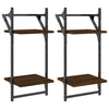 Seinähyllyt tangoilla 2 tasoa 2 kpl ruskea tammi 30x25x65 cm