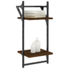 Seinähyllyt tangoilla 2 tasoa 2 kpl ruskea tammi 30x25x65 cm