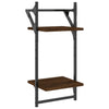 Seinähyllyt tangoilla 2 tasoa 2 kpl ruskea tammi 30x25x65 cm