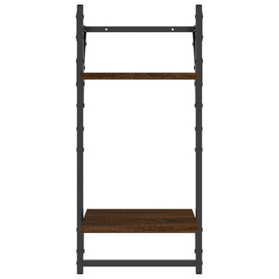 Seinähyllyt tangoilla 2 tasoa 2 kpl ruskea tammi 30x25x65 cm