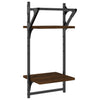 Seinähyllyt tangoilla 2 tasoa 2 kpl ruskea tammi 30x25x65 cm