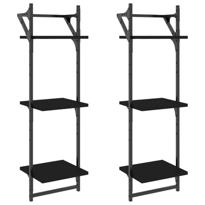Seinähyllyt tangoilla 3 kerrosta 2 kpl musta 30x25x100 cm