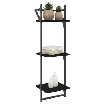 Seinähyllyt tangoilla 3 kerrosta 2 kpl musta 30x25x100 cm