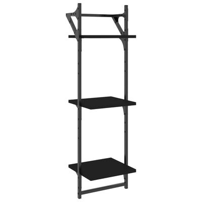 Seinähyllyt tangoilla 3 kerrosta 2 kpl musta 30x25x100 cm