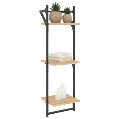 Seinähyllyt tangoilla 3 tasoa 2 kpl Sonoma-tammi 30x25x100 cm
