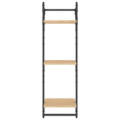Seinähyllyt tangoilla 3 tasoa 2 kpl Sonoma-tammi 30x25x100 cm