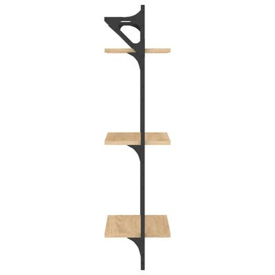 Seinähyllyt tangoilla 3 tasoa 2 kpl Sonoma-tammi 30x25x100 cm