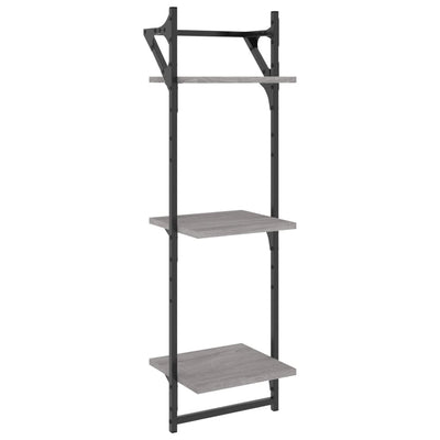 Seinähyllyt tangoilla 3 tasoa 2 kpl harmaa Sonoma 30x25x100 cm