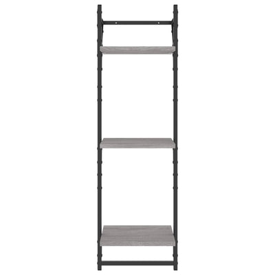 Seinähyllyt tangoilla 3 tasoa 2 kpl harmaa Sonoma 30x25x100 cm