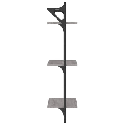 Seinähyllyt tangoilla 3 tasoa 2 kpl harmaa Sonoma 30x25x100 cm