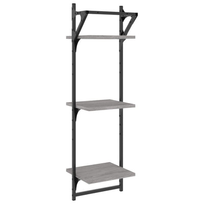 Seinähyllyt tangoilla 3 tasoa 2 kpl harmaa Sonoma 30x25x100 cm