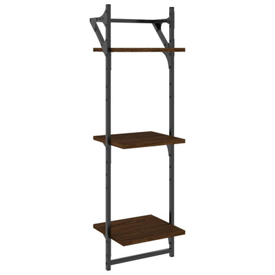 Seinähyllyt tangoilla 3 tasoa 2 kpl ruskea tammi 30x25x100 cm