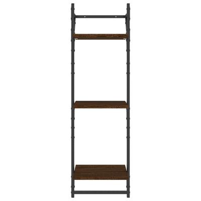 Seinähyllyt tangoilla 3 tasoa 2 kpl ruskea tammi 30x25x100 cm