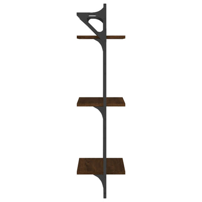 Seinähyllyt tangoilla 3 tasoa 2 kpl ruskea tammi 30x25x100 cm