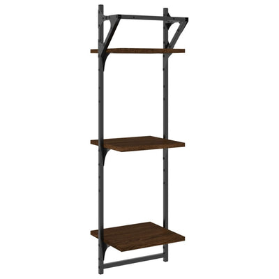 Seinähyllyt tangoilla 3 tasoa 2 kpl ruskea tammi 30x25x100 cm
