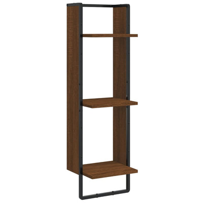 Seinähylly 3 kerrosta ruskea tammi 30x25x100 cm tekninen puu