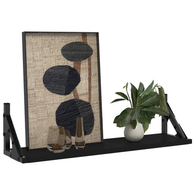 Seinähyllyt 2 kpl musta 60x15x15,5 cm