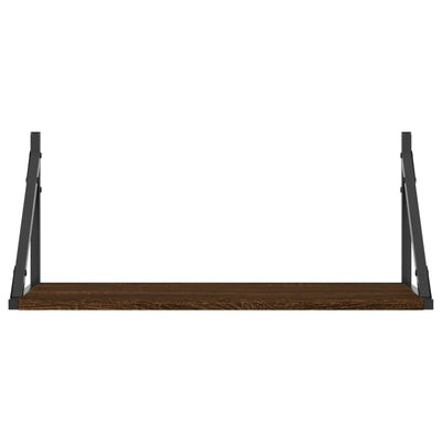 Seinähyllyt 2 kpl ruskea tammi 60x25x25,5 cm tekninen puu
