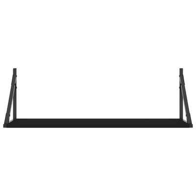 Seinähyllyt 2 kpl musta 80x25x25,5 cm tekninen puu