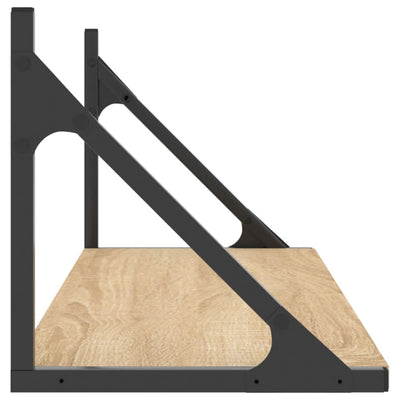 Seinähyllyt 2 kpl Sonoma-tammi 80x25x25,5 cm tekninen puu