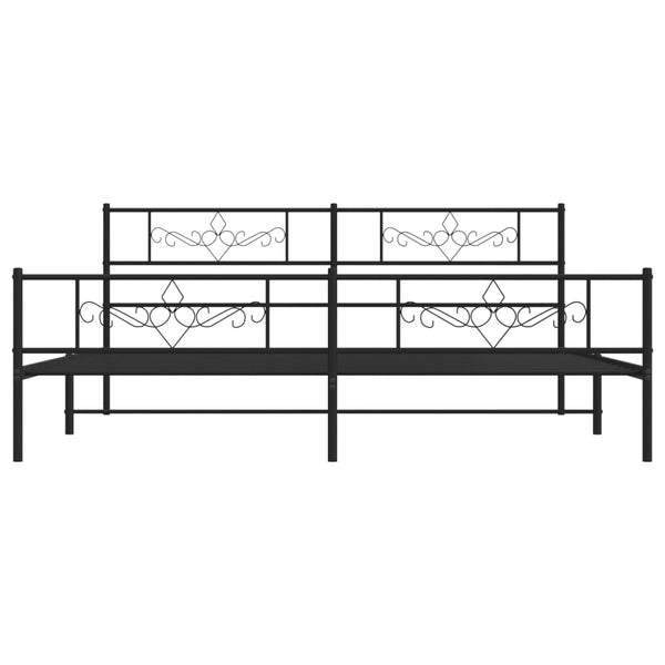 Metallinen sängynrunko päädyillä musta 200x200 cm