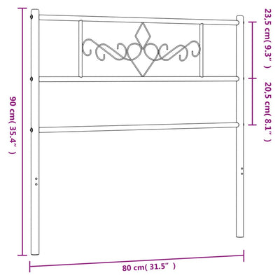 Metallinen sängynpääty musta 75 cm